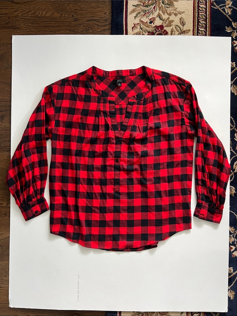J. Crew Red & Black Buffalo Plaid Button Front Top